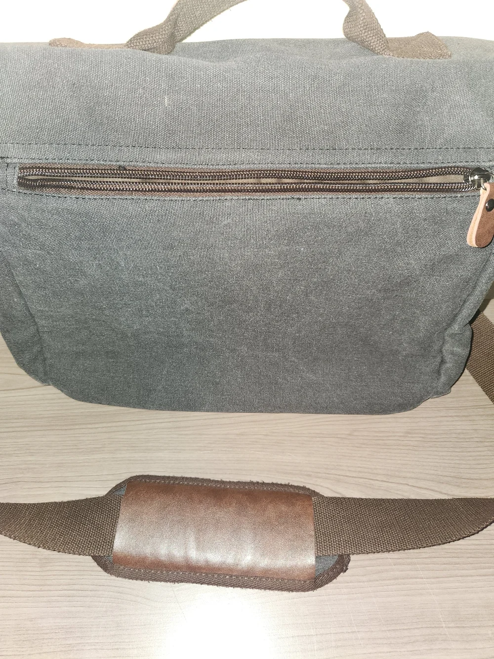 Gray Canvas Messenger Bag for Men - Casual Everyday Work Bag